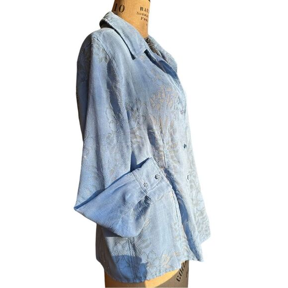Vintage Sag Harbor Blue Semi sheer glittery long sleeve shirt size 16 - Picture 5 of 15
